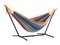 The Hamptons Collection 110” Yellow and Purple Striped Brazilian Style Hammock with a Steel Hammock Stand